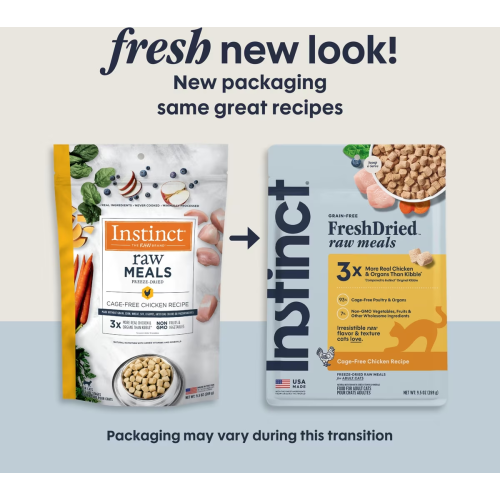 Nature's Variety Instinct 269g ((Raw Meals)) Freeze-Dried ((Cage-Free Chicken Recipe)) Adult Cats 本能 凍乾生肉主食糧 成貓 走地雞配方 9.5oz (614074) 新舊包裝隨機 (EXP: 21/6月/2028)